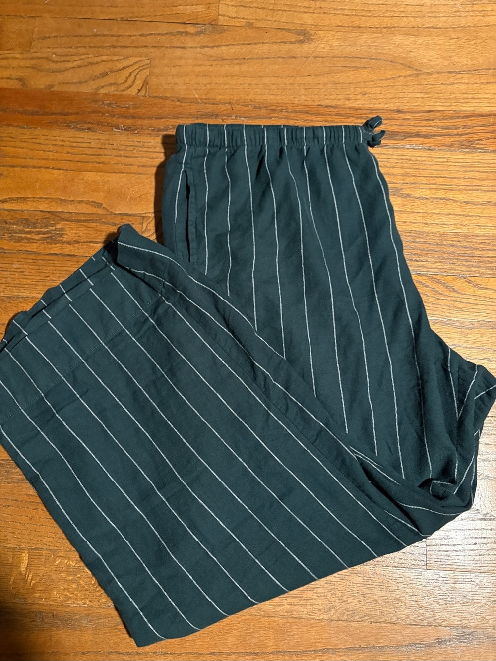 Auden Green Pinstripe Wide Leg Drawstring Pajama Pants